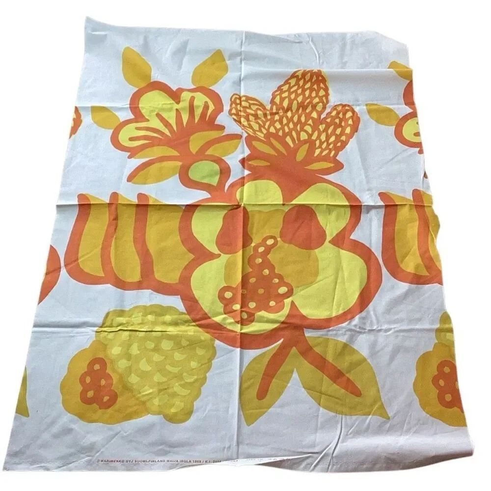Marimekko Oyj Suomi 1969 Orange Yellow Fabric 1 yard